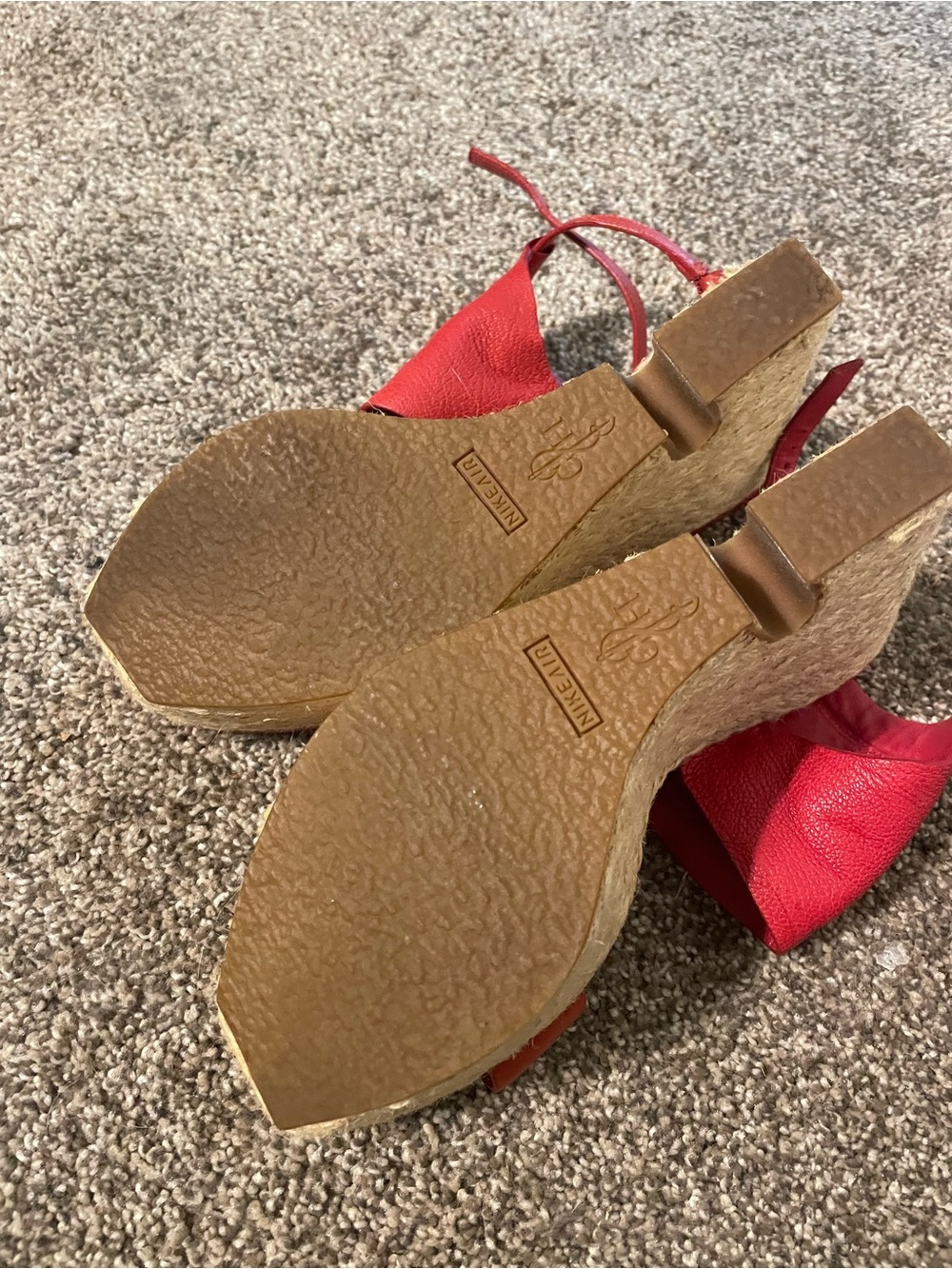 Cole Haan Red Leather Espadrille Wedge Sandals - Women size 9 - Picture 4 of 7